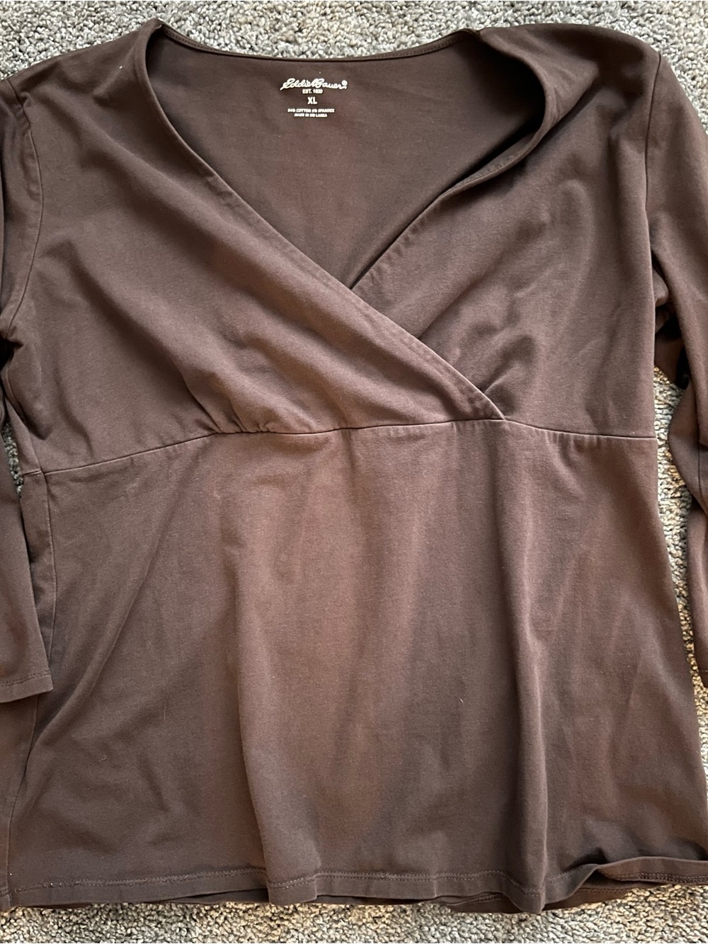 Eddie Bauer Brown Wrap-Style Long Sleeve Top